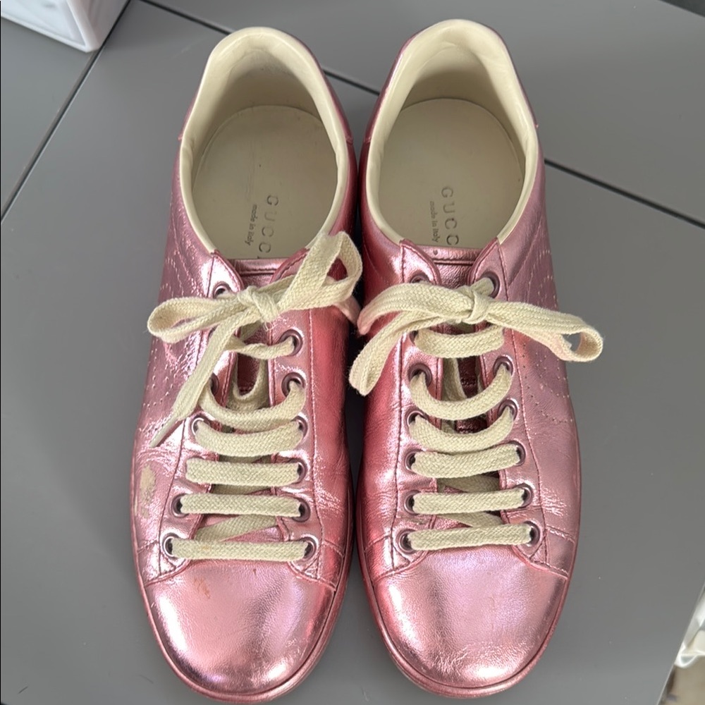 Pink Metallic Women's Sneakers - Picture 2 of 6
